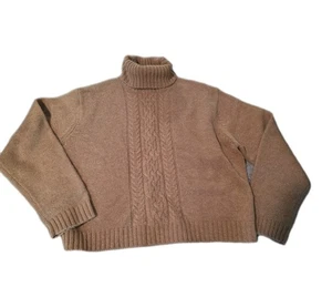 Willi Smith Sweater Wool Shetland Turtle Neck Chunky Knit Tan Beige Size XL - Picture 1 of 6
