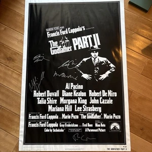 THE GODFATHER PART II Poster SIGNED by DeNiro Duvall, Al Pacino, etc. 1974 Litho - Picture 1 of 7