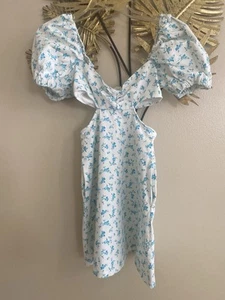 Vestido De Florecita En Azul Y Blanco De Zara De Niña De La Talla XS - Picture 1 of 2