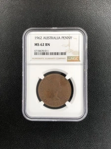 Moneta bronzo 1962 Australia PENNY NGC MS 62 BN rara non circolata - Foto 1 di 2
