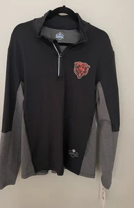 Mens Chicago Bears Quarter Zip Moisture Wicking Pullover Navy Blue Gray Medium - Picture 1 of 4