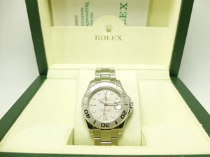 ROLEX STEEL & PLATINUM YACHTMASTER MIDSIZE 168622 W/ BOX & PAPERS CIRCA 2000 - Picture 1 of 8