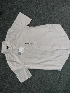 NWT Croft & Borrow Men’s Woven Button Up Cream White Small - Picture 1 of 4