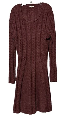 Vestido Suéter Maurices Para Mujer Acanalado Tejido con Cable Marrón LS Midi Forrado Talla Grande 1 Foto 1 de 4