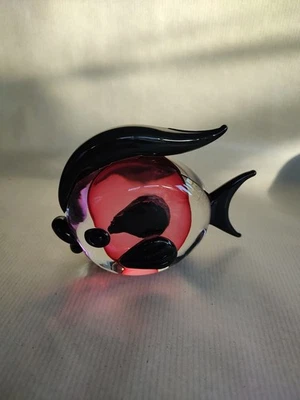 Murano V Nason Art Glass Cranberry And Black Glass  Puffer Fish  3.5" Tall - Image 1 of 4