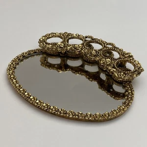 Bandeja espejo vintage Matson Stylebuilt Vanity Ormolu lápiz labial perfume joyería  - Imagen 1 de 8