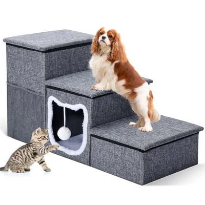 Escadas de cachorro Bilibrara para cães pequenos 16"" H, degraus dobráveis para animais de estimação para cama alta, ... - Imagem 1 de 4