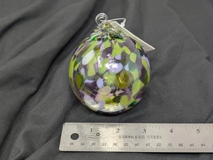 Estudio de ojos de vidrio soplado a mano verde púrpura blanco arte vidrio adorno de Navidad - Imagen 1 de 4