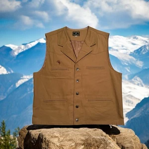 Wyoming Traders Canvas Weste Herren XL hellbraun kaki Cowboy Ranch Kleidung Knopfleiste neu ohne Etikett - Bild 1 von 15