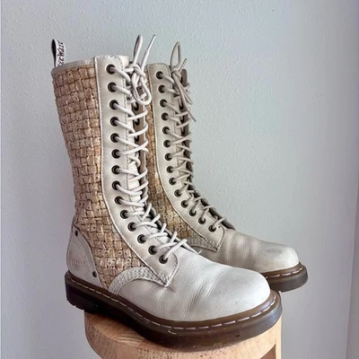 Dr. Martens RARE Boots Cottagecore Knee High Basket Weave Eyelet Mala Shoes 8 - Image 1 of 4