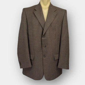 Abrigo deportivo S. Cohen 44T Blazer para hombre marrón negro pata de gallo mezcla de lana 3 botones - Imagen 1 de 13