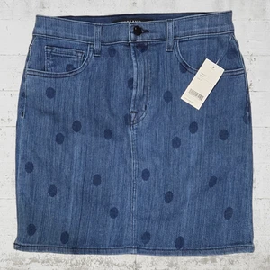 J Brand Dark Wash Polka Dot Low Rise Aerial Lyla NWT Mini Denim Skirt Size 27 - Picture 1 of 8
