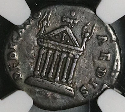138 NGC Ch F Faustina Sr Roman Empire Denarius Temple Dedication Rare (22031701C - Image 1 of 4