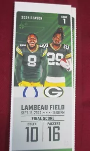 2024 Commemorative Green Bay Packers Ticket vs. INDIANAPOLIS COLTS LAMBEAU FIELD - Picture 1 of 1