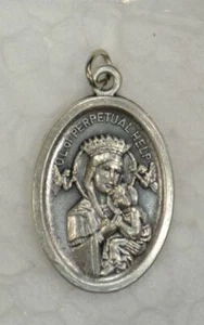 OUR LADY OF PERPETUAL HELP Medal Pendant, SILVER TONE, 22mm X 15mm, MADE IN ITAL - Picture 1 of 2
