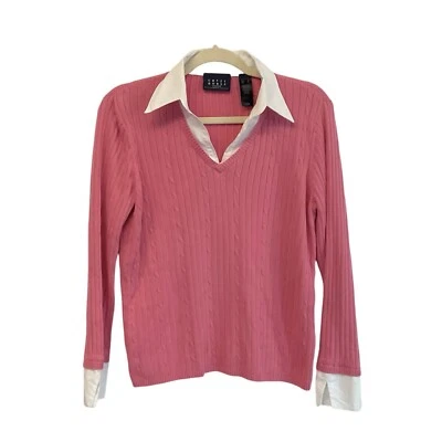 VTG Crazy Horse Sweater Women Rib Knit Collared Old Money Clean Girl Preppy Sz S - Image 1 of 4