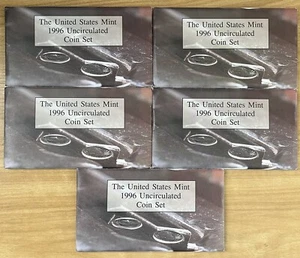 5 1996 US Mint Uncirculated Coin Sets w/ 1996-W West Point Dime. OGP & COA! ๐ฅ๐ช - Picture 1 of 4