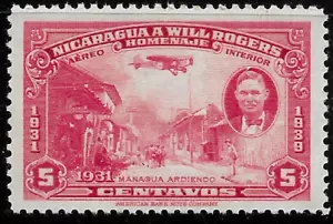 1939 Nicaragua Air mail Sc#240 MNH OG Roger AIRPLANE/Managua after Earthquake - Picture 1 of 1