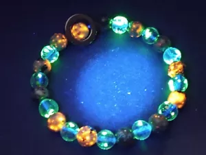 Blue Bracelet Yooperlite Stone Jewelry Glass Firefly Glow In The Dark Luminous - Picture 1 of 16