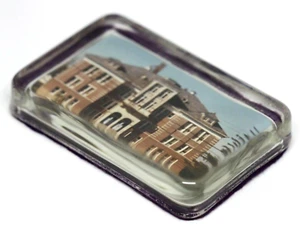 Vintage Glass Paperweight Magnifying Dome with Courthouse Building Photo - Picture 1 of 6