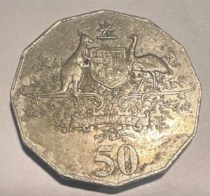 Australian 50 Cent Coin, Error, Double Rim - Picture 1 of 2