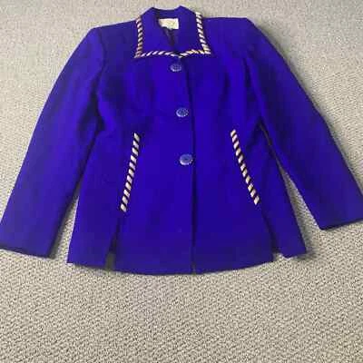 Chaqueta Blazer Alberto Makali Mujer Talla 6 Azul Lana Cadena 3 Botones Manga Larga* Foto 1 de 4