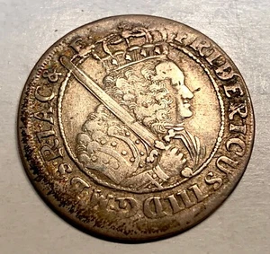 GERMANY Brandenburg  Silver 18 Groschern 1699 SD - HIGH GRADE - Picture 1 of 3