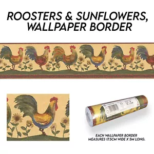 Roosters & Sunflowers, Wallpaper Border - 69 (17.5 cm wide x 5m long) - Picture 1 of 7