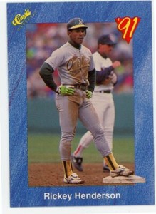 1991 CLASSIC #T72 - RICKEY HENDERSON - OAKLAND ATHLETICS - FREE SHIPPING! 