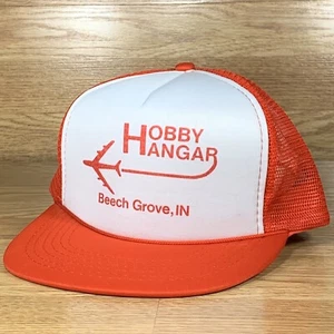 Vintage Hobby Hangar Beach Grove IN Mesh Trucker Rope Snapback Hat Cap 90s - Picture 1 of 8