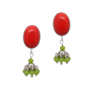 Red Jade & Peridot #Gemstone Beaded #Earrings - Image 1 of 4