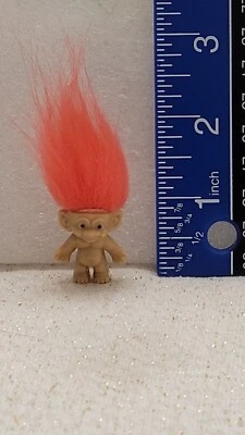 Vintage Good Luck 1" Troll  Baby Troll Doll Orange Hair Foto 1 de 3