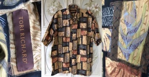 NWOT TORI RICHARD COTTON LAWN ALOHA SHIRT HAWAII-MADE USA YELLOW BLUE GREEN M - Picture 1 of 10
