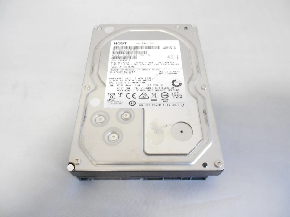 HGST HUS726040AL5214 4TB 7.2K 3.5" SAS 12G Server JBOD Hard Drive HP Dell - Image 1 of 1
