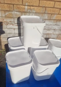 10 x 20Kg Buckets, Water Containers food grade White Inc Postage! - Picture 1 of 3