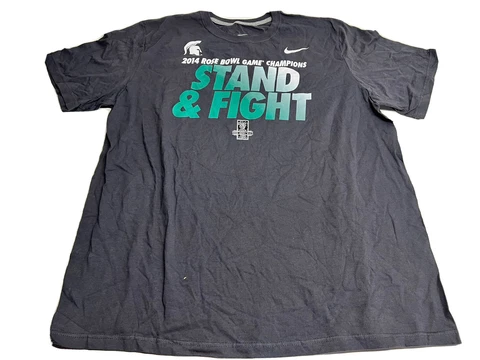 Michigan State Spartans Shirt Mens XXL Black Short Sleeve Rose Bowl 2014 Cover