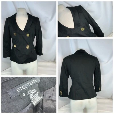 Chaqueta Blazer Etcetera Talla 6 Negra DBreast Como Nueva YGI L0-484 Foto 1 de 4