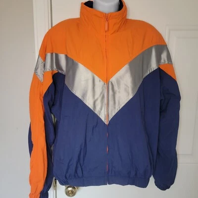 Chaqueta Liz Claiborne Lizsport Retro Colorblock Años 90. Azul Naranja Plata S Foto 1 de 4