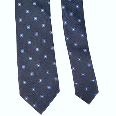 Corbata para hombre Calvin Klein azul blanco pequeña cuadrada 100 % seda informal carrera Foto 1 de 4