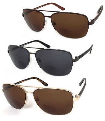 Gafas de sol retro para lectura de lector de sol tintadas bifocales piloto para hombre - RE70 Foto 1 de 3