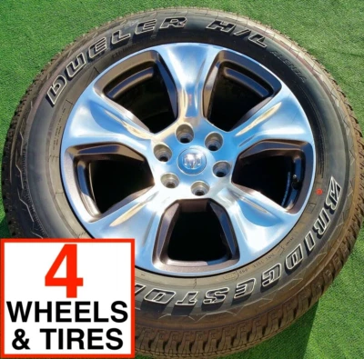Set Factory RAM 20 inch Wheels 95% Tires OEM 1500 Pickup Truck Polished Laramie - Image 1 of 4
