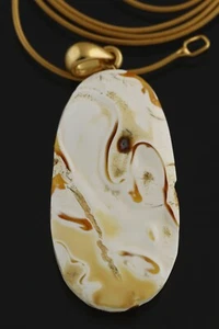 ROYAL WHITE Genuine BALTIC AMBER Gold Plated Silver CHAIN Pendant 4.5g 250625-3 - Picture 1 of 7