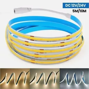 Bright 12V 5M 10M 480leds/m COB LED Flexible Strip light DC 12V 24V Home TV Deco - Picture 1 of 13