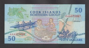 🔴COOK ISLANDS 50 Dollars ND1992 UNC P10 Prefix AAA🔴 - Bild 1 von 2