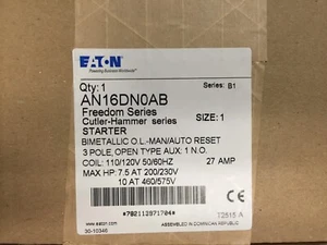 AN16DN0AB Freedom Series Starter 3POLE 27AMP Nema Size 1 EATON/Cutler Hammer NEW - Picture 1 of 9