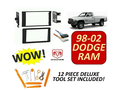 98-02 KIT DE TABLERO DE INSTALACIÓN Y ARNÉS DODGE RAM DDIN con JUEGO DE HERRAMIENTAS DE 12 PIEZAS Foto 1 de 3