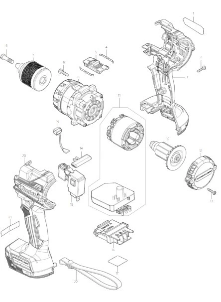 Makita Ersatzteile für DDF486 Akku-Bohrschrauber