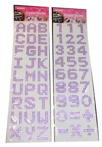 1 Hoja de letras o números de cristales identificadores táctiles piedras preciosas pegatinas joyas - Imagen 1 de 16