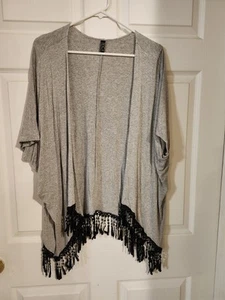 Becca By Rebecca Virtue Women's Gray Shawl Cover With Fringe/strings/tassel - Picture 1 of 5