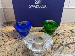 Swarovski Kristall Kerzenhalter Trio 3er Set blau grün klar orig Box A 9280 - Bild 1 von 3